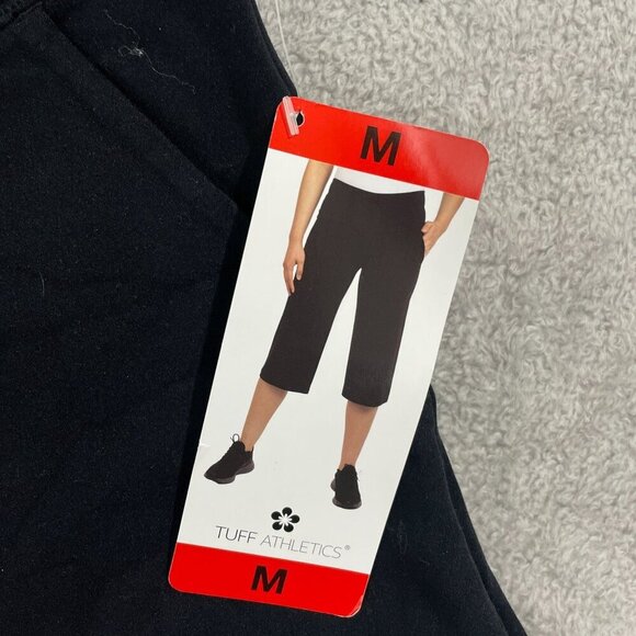 NEW Tuff Athletics Womens M Black Capri Activewear Pants Nylon Spandex Stretch - Picture 6 of 8